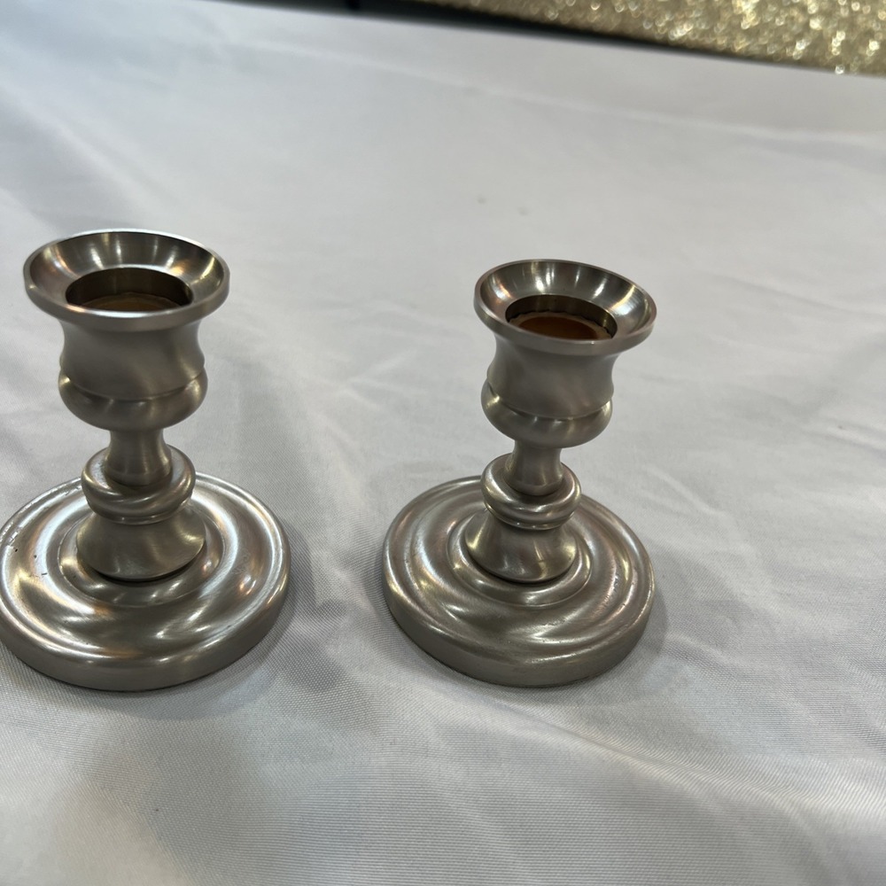 Baldwin Brass Candlestick Candle Holders Satin‎ Nickel (Pair)